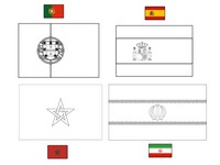 Coloriage Groupe B: Portugal - Espagne - Maroc - Iran