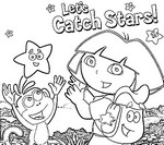 Coloriage Dora et Babouche attrapent les étoiles
