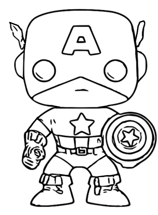 Coloriage Funko Pop Marvel Captain America 6