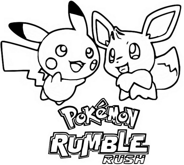Coloriage Pikachu et Evoli Pokémon Rumble Rush