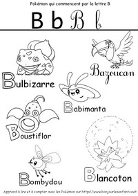 Coloriage Les Pokémon qui commencent par B: Bulbizarre, Bazoucan, Babimonta,...