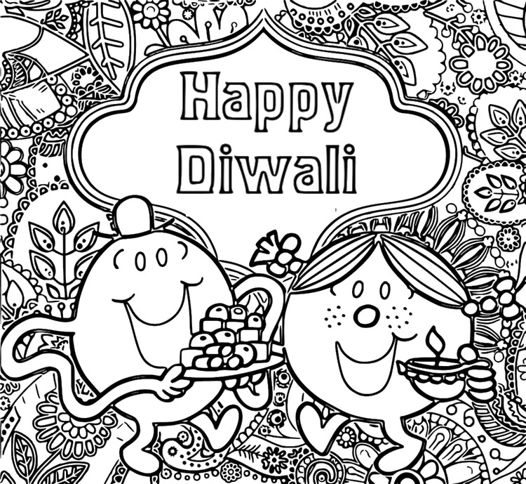 Coloriage M. et Madame fêtent Diwali