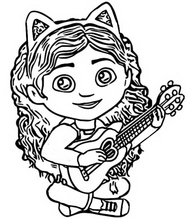 Coloring page Gabby plays guitar