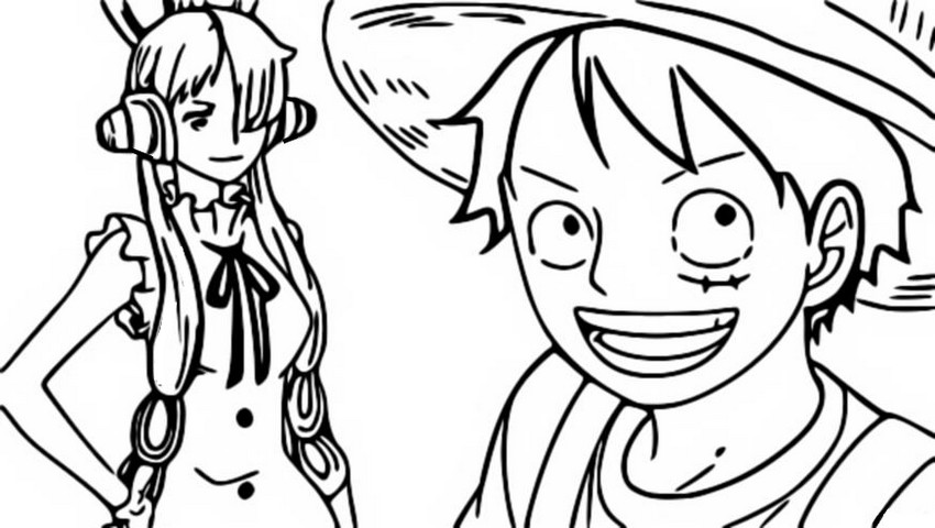 Disegno da colorare Luffy & Uta