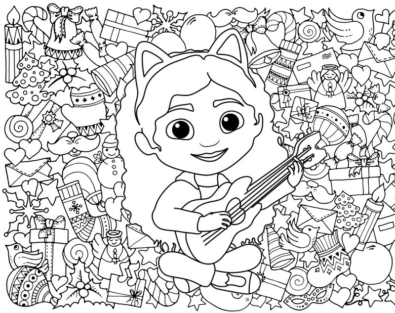 Coloring page Gabby plays guitar