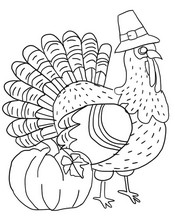 Coloring page Turkey with a hat