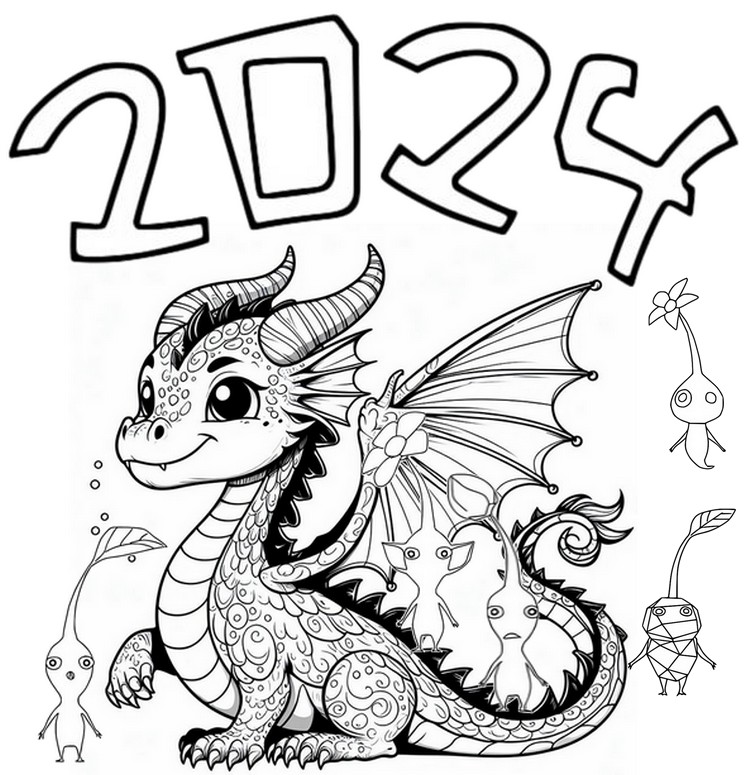 Desenho para colorir 2024 ano do dragão