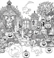 Coloring page Halloween garden