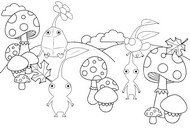 Desenho para colorir Outono - cogumelos