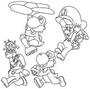 Desenho para colorir Mario & Luigi & Yoshi