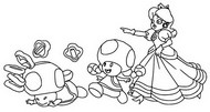 Desenho para colorir Peach & Toad & Toadette