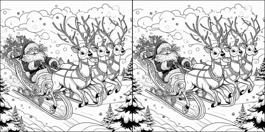 Desenho para colorir O trenó do Papai Noel