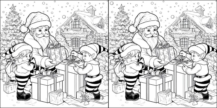 Dibujo para colorear Los elfos de Santa