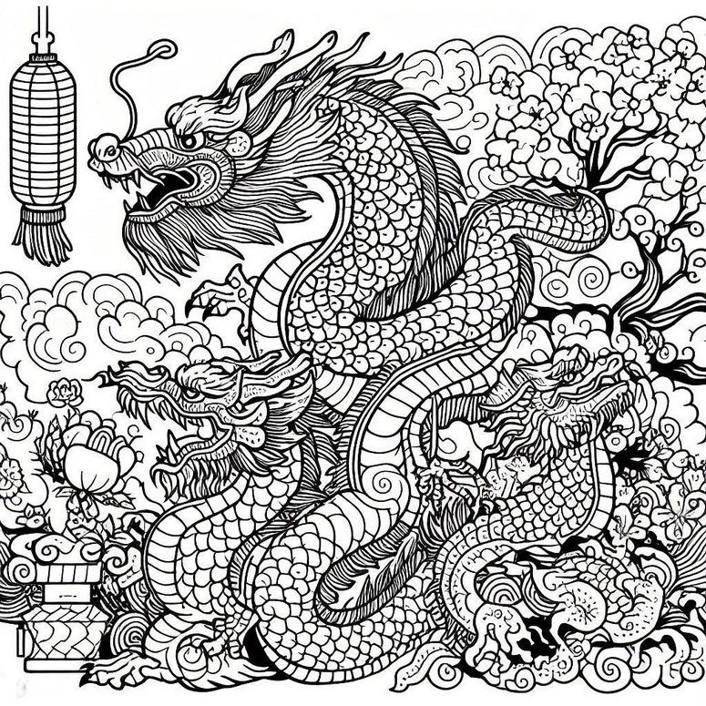 Coloriage L'année du dragon