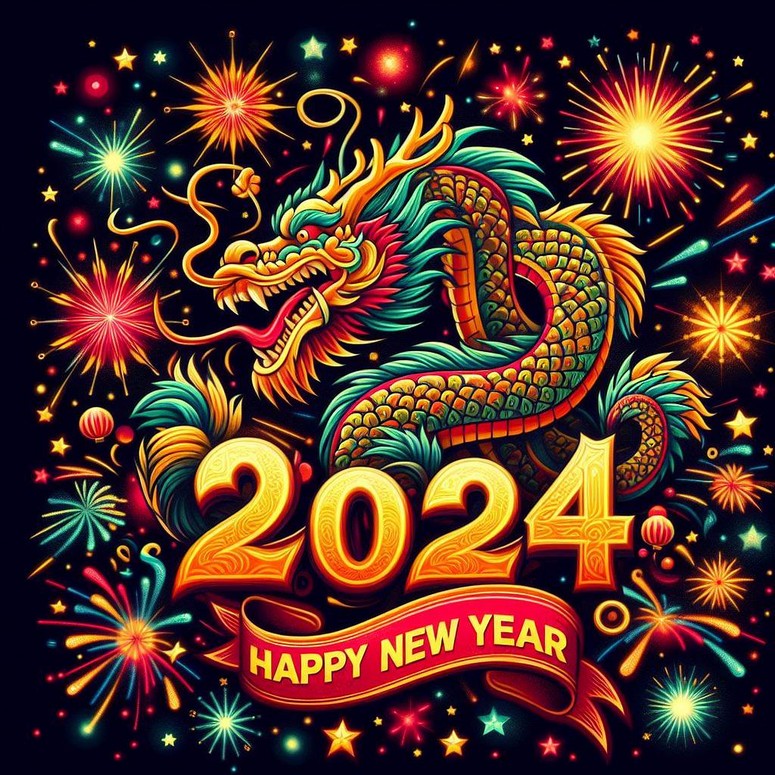 Coloriage 2024 année du dragon