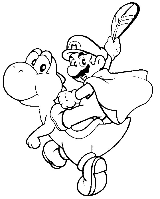 Coloriage Super Mario Mario Et Yoshi 12