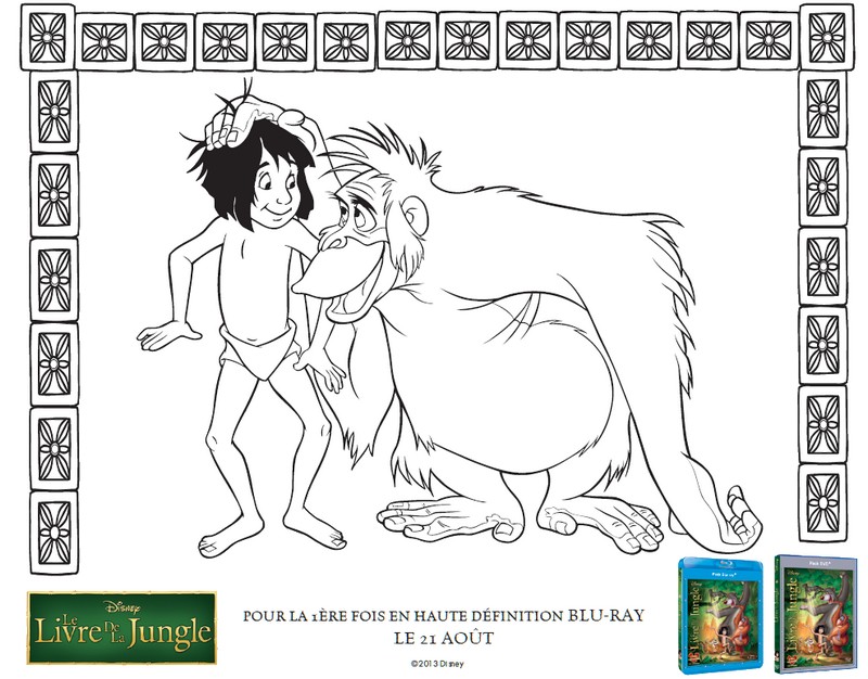 Coloriage Mowgli et le roi Louie