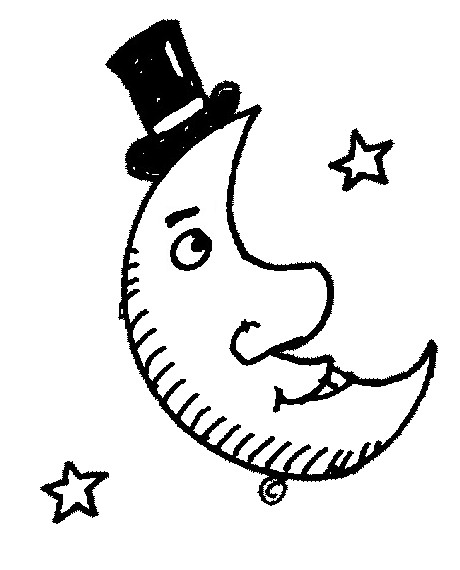 Coloriage Lune avec un chapeau