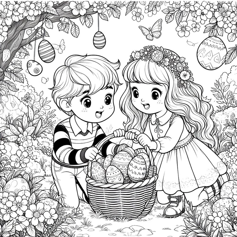 Coloring page Egg hunt