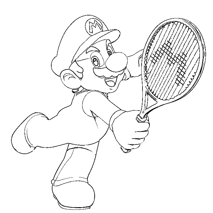 Coloriage Tennis Super Mario