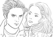 Coloriage Twilight - Edward et Bella