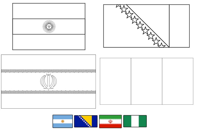 Coloriage Groupe F: Argentine - Bosnie-Herzégocvine -  Iran - Nigeria
