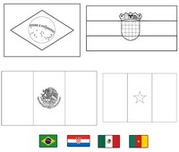 Coloriage Groupe A: Brésil - Croatie - Mexique - Cameroun