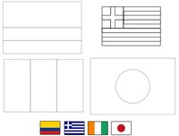 Coloriage Groupe C: Colombie - Grèce - Côte d'Ivoire - Japon