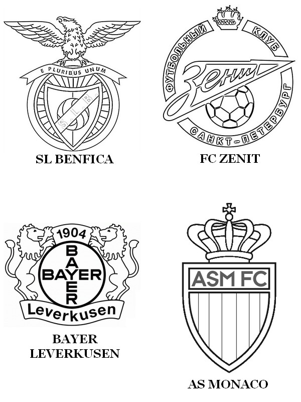 Coloriage Groupe C: SL Benfica - Zenith Saint-Petersbourg - Bayer Leverkusen - AS Mon