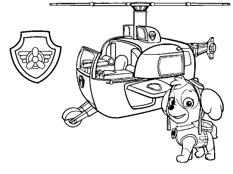 Coloriage Stella, son hélicoptère et son badge