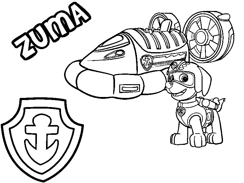 Coloriage Zuma, son aéroglisseur et son badge