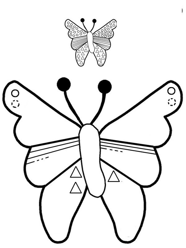 Coloring page Decorate the wings of the butterfly as on the model