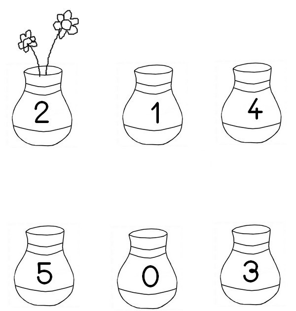 Coloriage Numération : dessine le nombre de fleurs indiqué sur le pot
