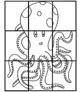 Coloriage Découpe puis reconstitue le puzzle de la pieuvre