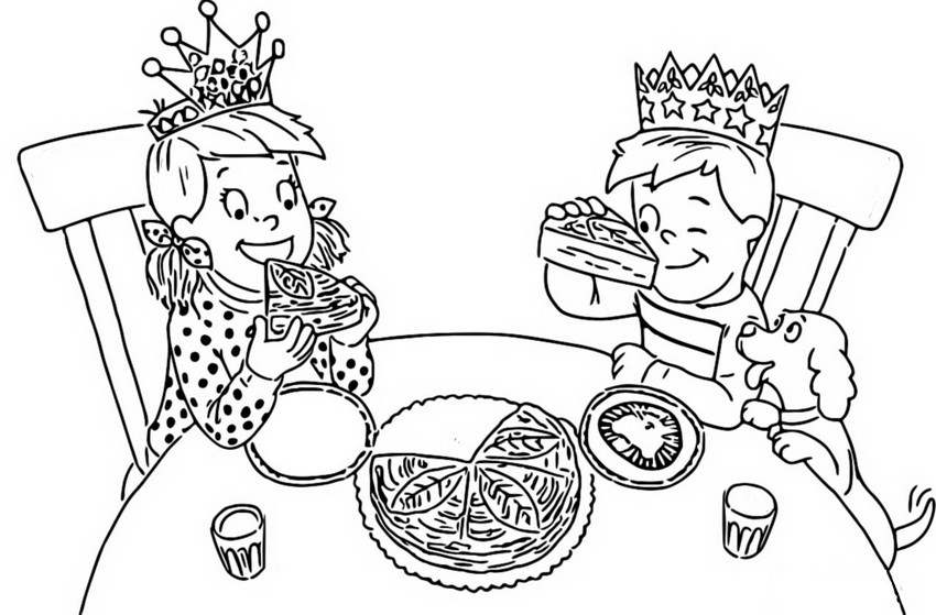 Coloriage La galette des rois de Sami et Julie