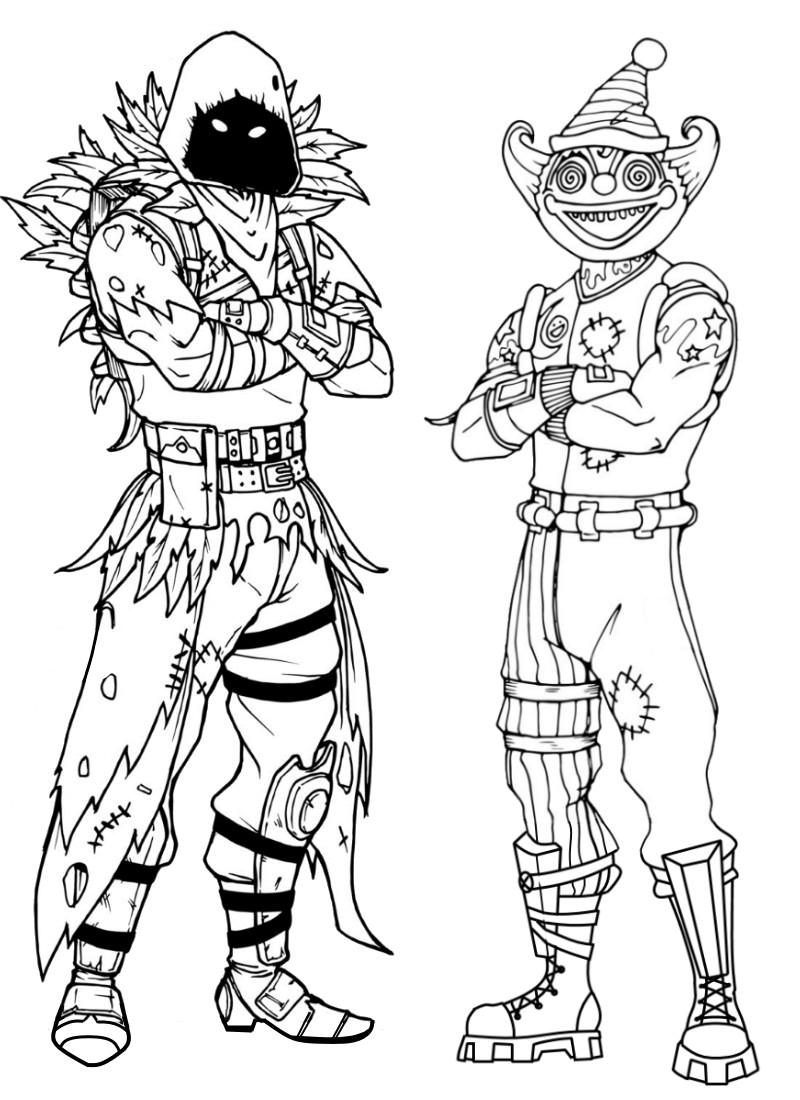 Coloriage Peekaboo Outfit et Nevermore Soldier - Fortnite