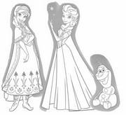 Coloriage Anna, Elsa et Olaf