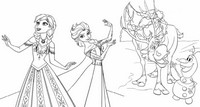 Coloriage Anna, Elsa, Olaf et Sven