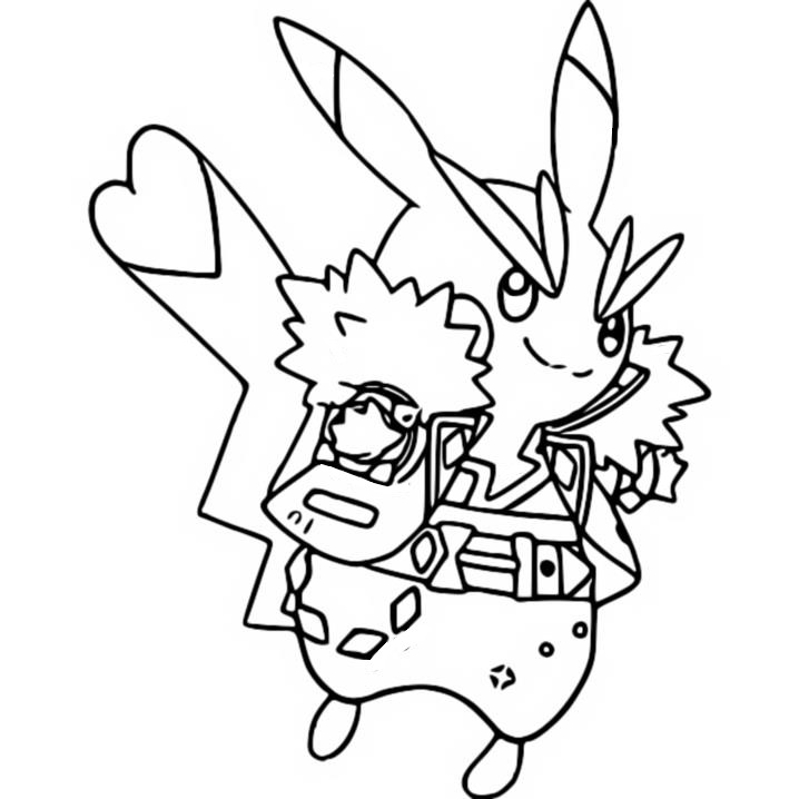 Coloriage Pikachu Rocker - Pokémon Pikachu