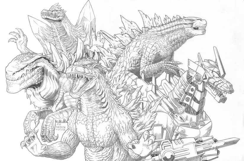 Coloriage Equipe de Godzilla