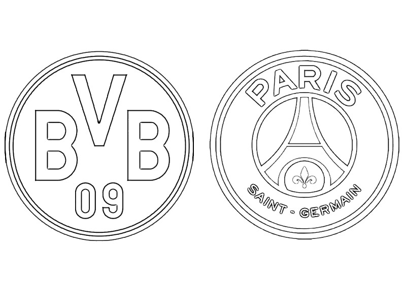 Coloriage 8èmes de finale : BV Borussia Dortmund - PSG Paris Saint-Germain - Ligue des Champions 2020