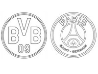 Coloriage 8èmes de finale : BV Borussia Dortmund - PSG Paris Saint-Germain