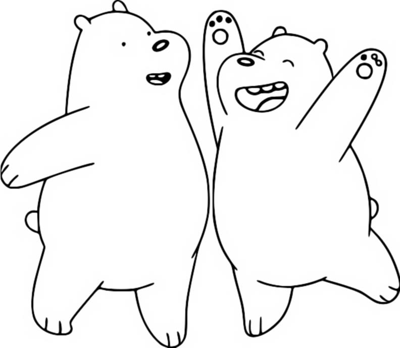 Coloriage Polaire et Grizz - We bare bears Ours pour un et un pour t'ours