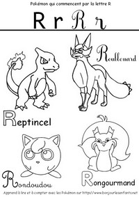 Coloriage Les Pokémon qui commencent par R: Reptincel, Rondoudou, Rongourmand