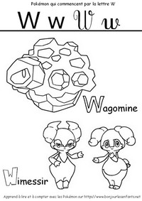 Coloriage Les Pokémon qui commencent par W: Wagomine, Wimessir