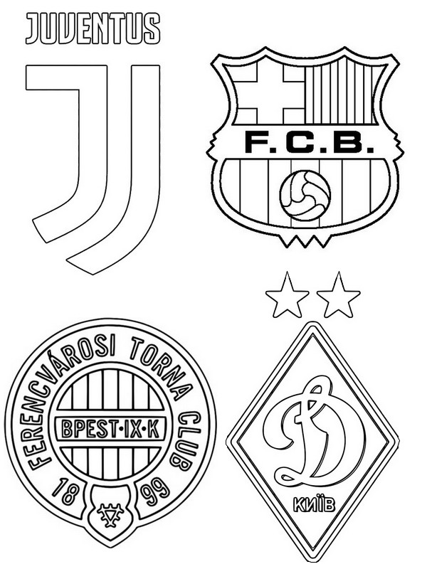 Coloriage Groupe G: Juventus FC - FC Barcelone - Dynamo Kiev - Ferencváros TC - Ligue des Champions 2021