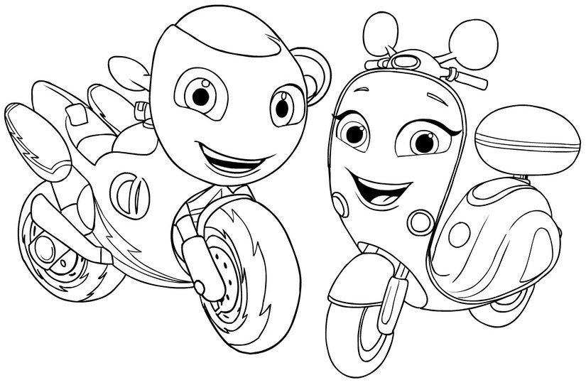 Coloriage Ricky et Scootio - Ricky Zoom