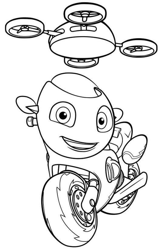 Coloriage Ricky et Quadcopter - Ricky Zoom