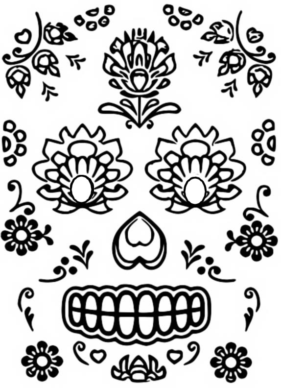 Coloriage Tatouage fleurs - Le Jour des Morts