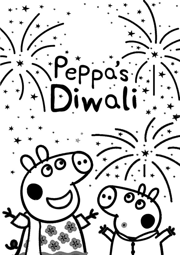 Coloriage Peppa Pig fête Diwali